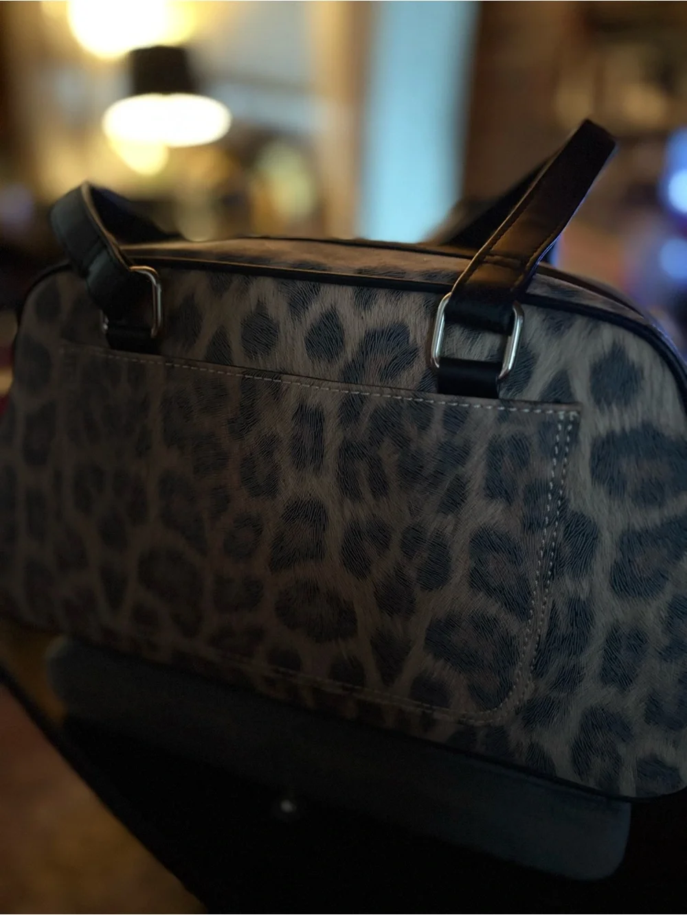 Astro Bettie Start Struck Taupe Leopard-Print Satchel with Black Trim